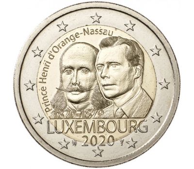  Монета 2 евро 2020 «200 лет со дня рождения Генриха Оранско-Нассауского» Люксембург, фото 1 