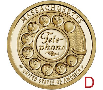  Монета 1 доллар 2020 «Телефон» D (Американские инновации), фото 1 
