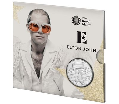  Монета 5 фунтов 2020 «Элтон Джон. Легенды музыки» Великобритания (в буклете), фото 1 