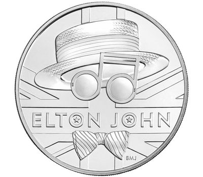  Монета 5 фунтов 2020 «Элтон Джон. Легенды музыки» Великобритания (в буклете), фото 2 