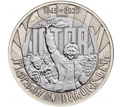  Монета 2 фунта 2020 «75 лет Победе» Великобритания (в буклете), фото 2 