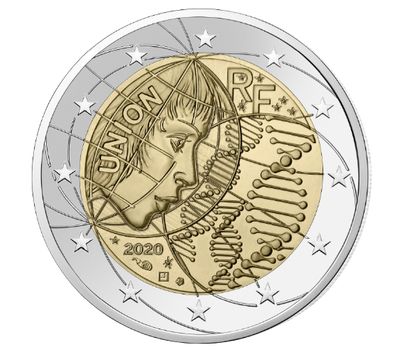  Монета 2 евро 2020 «Медицинские исследования: MERCI» Франция (в коинкарте), фото 2 