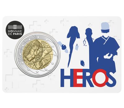  Монета 2 евро 2020 «Медицинские исследования: HEROS» Франция (в коинкарте), фото 1 