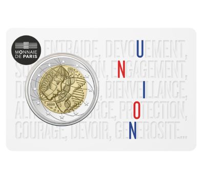  Монета 2 евро 2020 «Медицинские исследования: UNION» Франция (в коинкарте), фото 1 