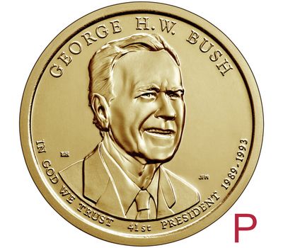  Монета 1 доллар 2020 «41-й президент Джордж Буш старший» США P, фото 1 