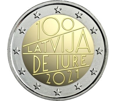  Монета 2 евро 2021 «100 лет юридического признания Латвийской Республики» Латвия, фото 1 