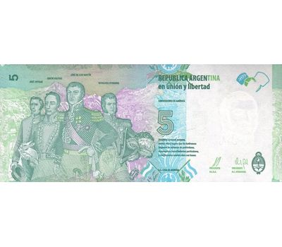  Банкнота 5 песо 2015 (2016) «Сан Мартин» (Pick 359) Аргентина Пресс, фото 2 