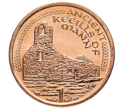  Монета 1 пенни 2002 «Руины часовни» Остров Мэн, фото 1 