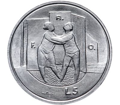  Монета 5 лир 1976 «Республика» Сан-Марино, фото 1 