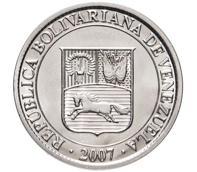  Монета 12,5 сентимо 2007 Венесуэла, фото 2 