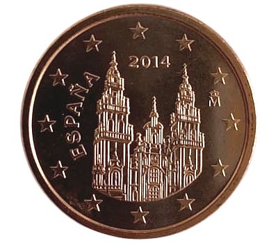  Монета 1 евроцент 2014 Испания, фото 1 