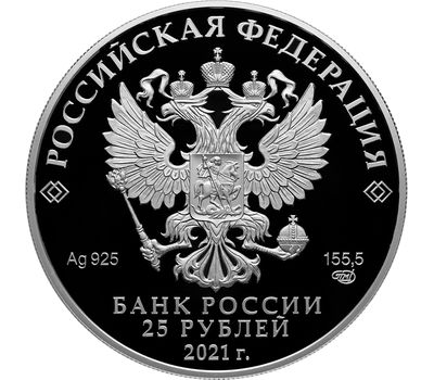  Серебряная монета 25 рублей 2021 «60-летие первого полета человека в космос» цветная, фото 2 