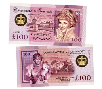  Сувенирная банкнота 100 фунтов «Принцесса Диана», фото 1 