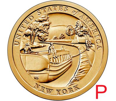  Монета 1 доллар 2021 «Канал Эри. Нью-Йорк» P (Американские инновации), фото 1 