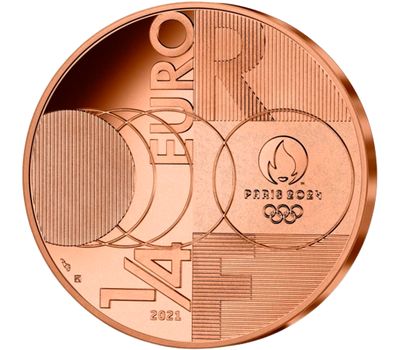  Монета 1/4 евро 2021 «Эстафета. Олимпийские игры в Париже-2024» Франция, фото 2 