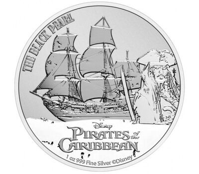  Монета 2 доллара 2021 «Черная Жемчужина. Джек Воробей. Пираты Карибского моря» Ниуэ (серебро 1 унция), фото 1 