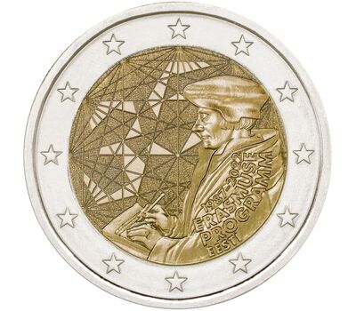  Монета 2 евро 2022 «35-летие программы «Эразмус» Эстония, фото 1 