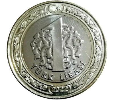  Монета 1 лира 2022 «Мост Чанаккале» Турция, фото 2 