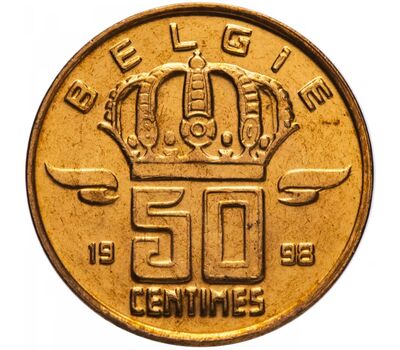 Монета 50 сантимов 1998 Бельгия, фото 2 