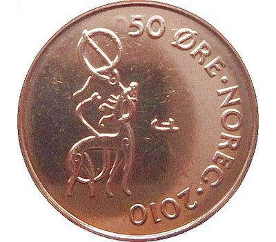  Монета 50 эре 2010 Норвегия, фото 2 