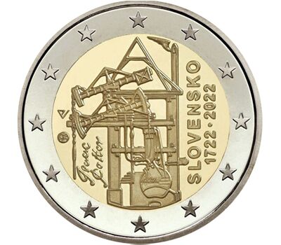  Монета 2 евро 2022 «300 лет постройке первой атмосферной паровой машины в континентальной Европе» Словакия, фото 1 