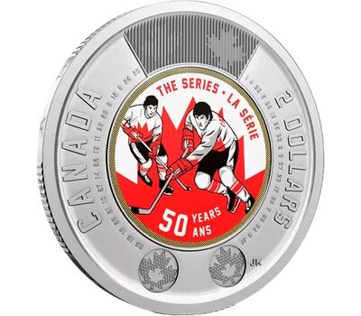  Монета 2 доллара 2022 «50-летие суперсерии СССР-Канада» Канада (цветная), фото 2 