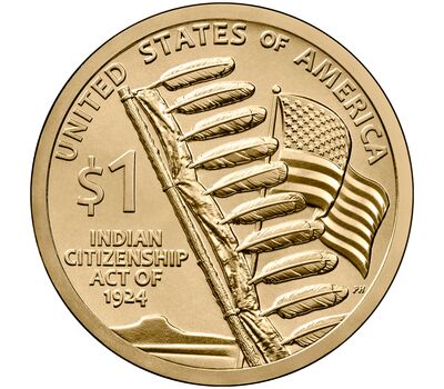 Монета 1 доллар 2024 «Закон о гражданстве индейцев» США P (Сакагавея), фото 3 