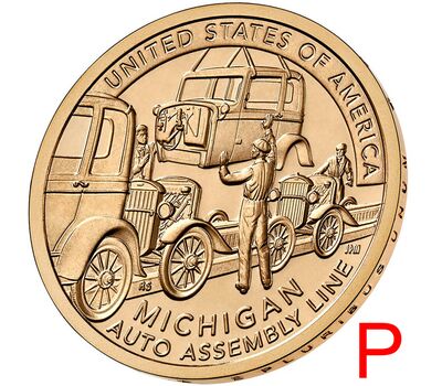  Монета 1 доллар 2025 «Конвейерная линия для сборки автомобиля» США P (Американские инновации), фото 1 