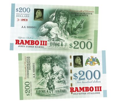  Сувенирная банкнота 200 долларов «Рэмбо 3», фото 1 