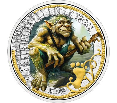  Монета 3 евро 2025 «Фантастические Мифические существа — Тролль» Австрия, фото 1 