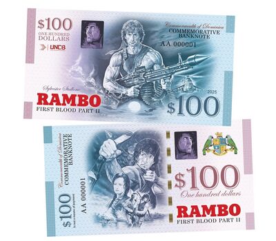 Сувенирная банкнота 100 долларов «Рэмбо. Первая кровь. Часть 2», фото 1 