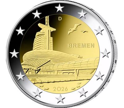  Монета 2 евро 2026 «Бремен (музей климатических зон в г.Бремерхафен)» Германия, фото 1 