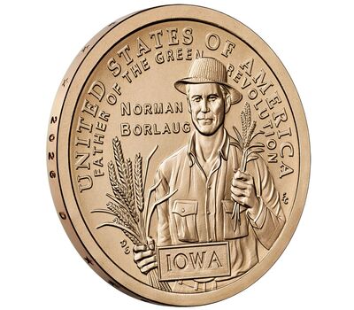  Монета 1 доллар 2026 «Норман Борлоуг. Айова» D (Американские инновации), фото 2 