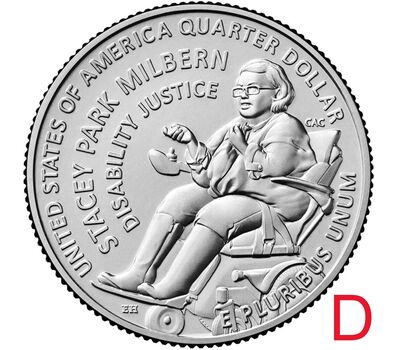  Монета 25 центов 2025 «Стейси Парк Милберн» (Выдающиеся женщины США) D, фото 1 