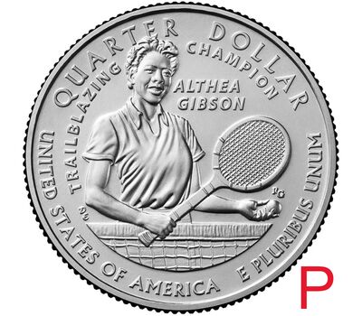  Монета 25 центов 2025 «Алтея Гибсон» (Выдающиеся женщины США) P, фото 1 