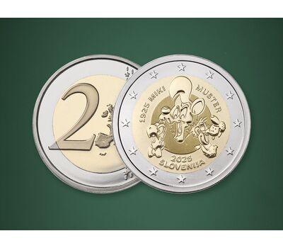  Монета 2 евро 2025 «100 лет со дня рождения словенского мультипликатора и иллюстратора Мики Мустера» Словения, фото 3 