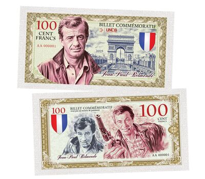  Сувенирная банкнота 100 франков «Жан-Поль Бельмондо», фото 1 