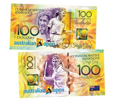  Сувенирная банкнота 100 долларов «Штеффи Граф. Australian Open», фото 1 